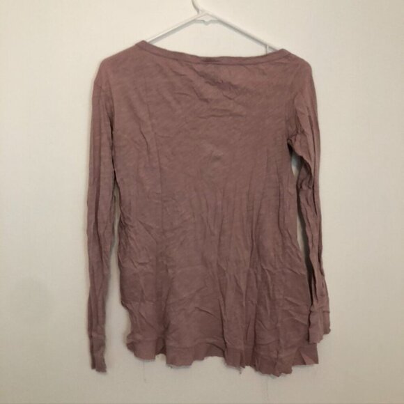 LEFT OF CENTER ANTHROPOLOGIE Rose Pink Asymmetrical Cotton Long Sleeve Top XS - Picture 9 of 10